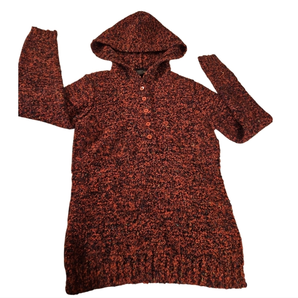 Royal Robbins XS Cozy Hooded Knit Sweater in Red and Black Acrylic Blend